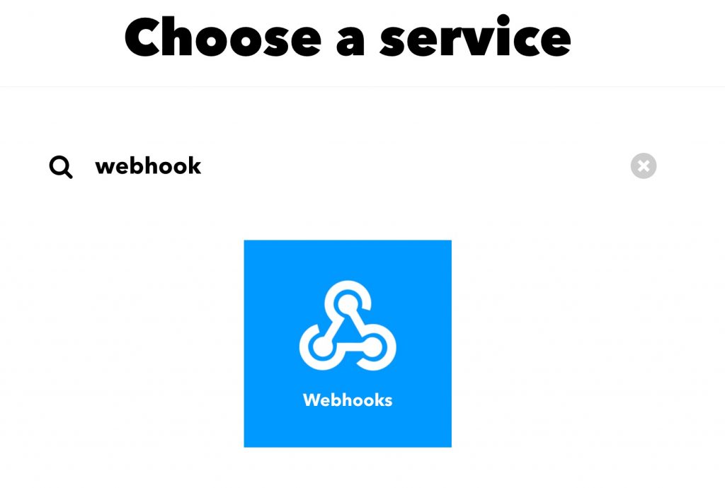 IFTTT Webhook Service auswählen